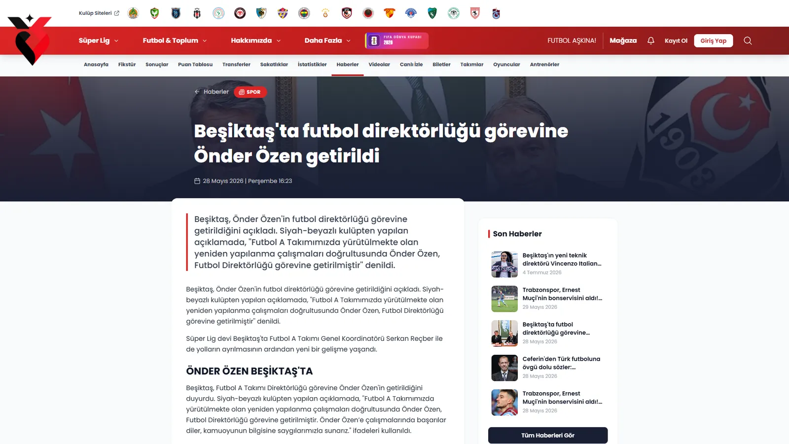 Haber detayı — Okumaya odaklı yerleşim, yanında son haberler şeridi.